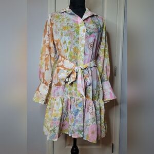 KAIMILAN Floral Tiered Shirt Dress. NWT Sz 6